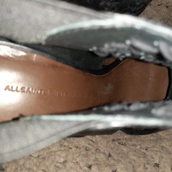 ALLSAINTS-Arachine-Black Leather Braided-Peep Toe-Gusset Booties-Sz 37-Excellent - Picture 6 of 7